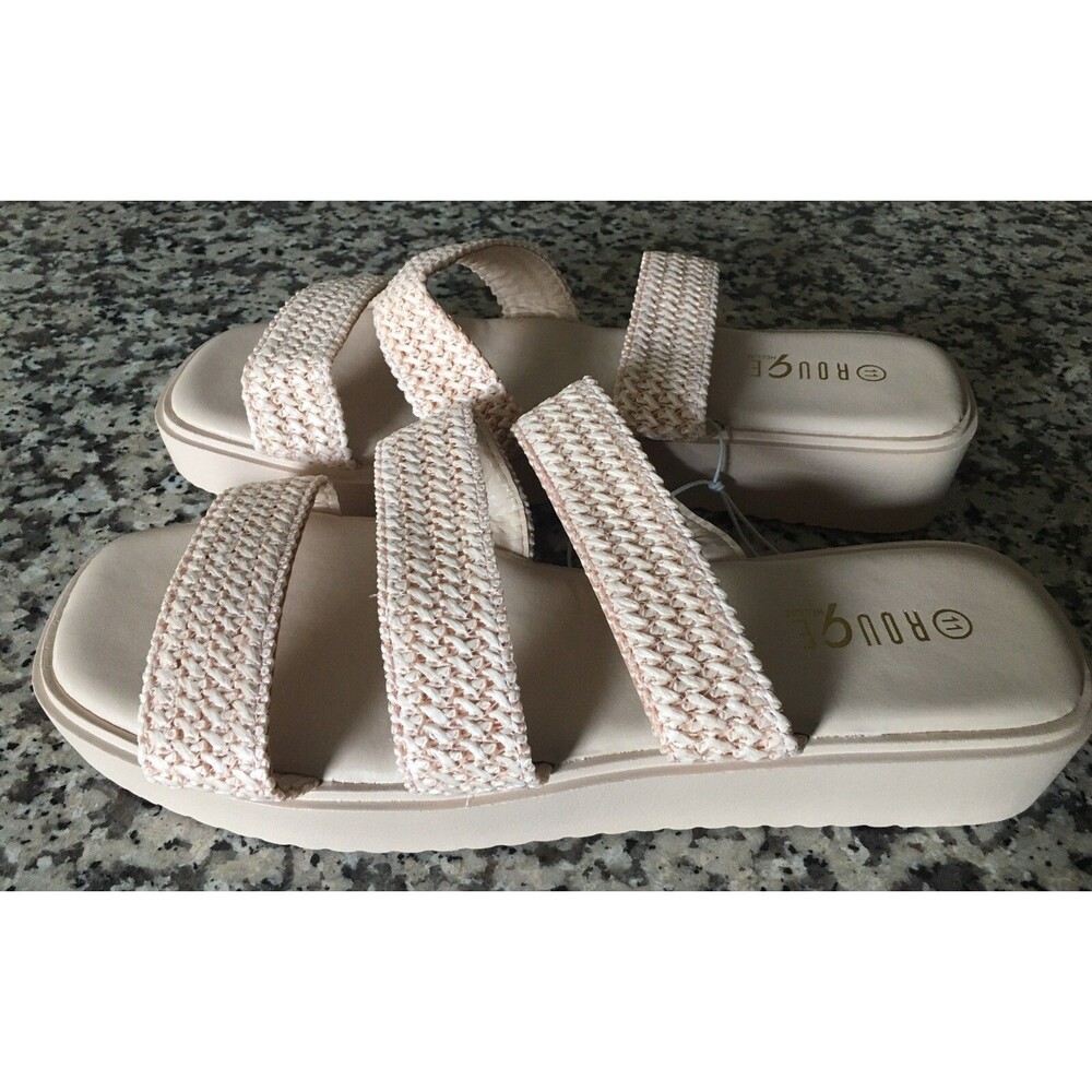 Rouge Helium Pink Across Straps Bands Open Toe Platform Women Sandals Size 11